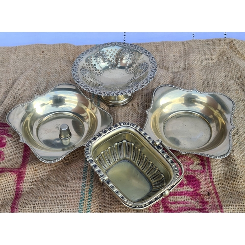 319 - Parcel of Vintage Silver Plated Items. Includes Bon Bon Dishes, Comport and Sugar Bowl. The largest ... 