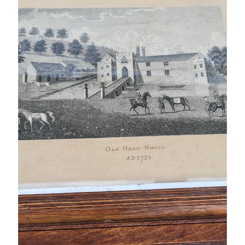 359 - Antique Prints Two Oak Framed and Glazed Prints and One Photograph. One of Old Hall Himley in 1735 O... 