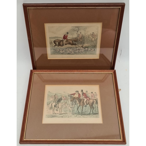 371 - Antique Pair of Framed Coloured Hunting Prints. Each measures 12 inches by 10 inches.  Shipping is a... 