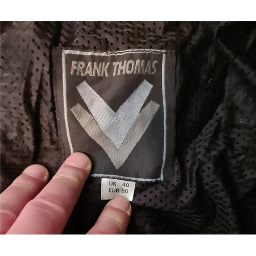 46 - Vintage Frank Thomas 1980s Original Raw Edge Motorcycle Biker Leather Suit. UK Size 40. Worn but not... 