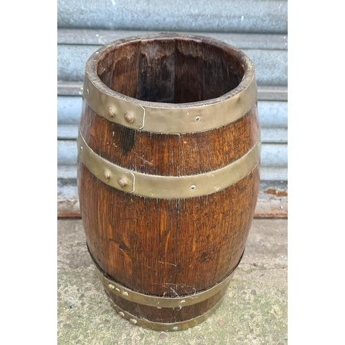 5 - Vintage Bargeware Style Painted Coopered Barrel. Painted With Flowers Design. Measures 36cm tall by ... 