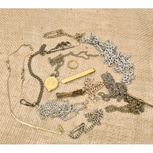 57 - Vintage Costume Jewellery. Includes Tie Clips, Chains, Pendant and Chains and Lucky Pendant and Chai... 