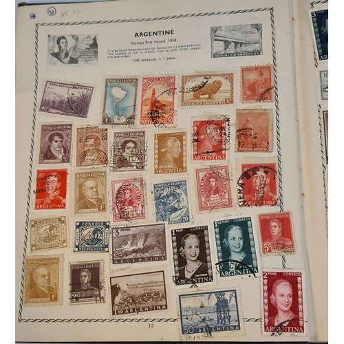87 - The Triumph Stamp Album With Approximately 1800 World Stamps. Includes various Commonwealth Victoria... 