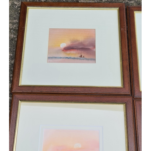 479 - Art Painting 4 Framed and Glazed Watercolours Coastal Scenes Signed T Castle c1980's. Each measures ... 