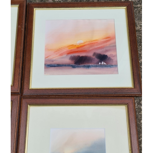 479 - Art Painting 4 Framed and Glazed Watercolours Coastal Scenes Signed T Castle c1980's. Each measures ... 