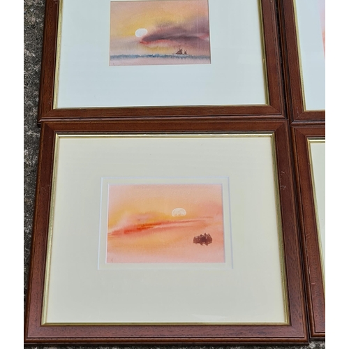 479 - Art Painting 4 Framed and Glazed Watercolours Coastal Scenes Signed T Castle c1980's. Each measures ... 