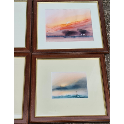 479 - Art Painting 4 Framed and Glazed Watercolours Coastal Scenes Signed T Castle c1980's. Each measures ... 