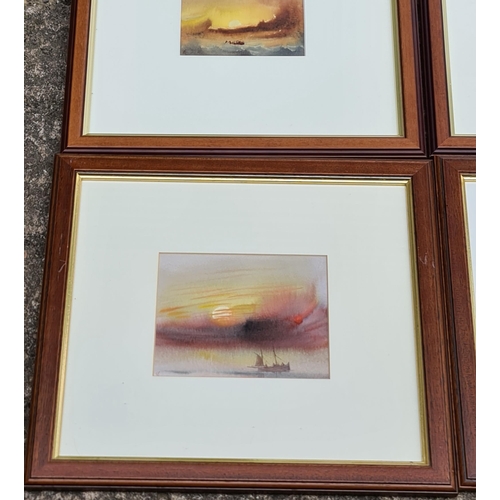 480 - Art Painting 4 Framed and Glazed Watercolours Coastal Scenes Signed T Castle c1980's. Each measures ... 