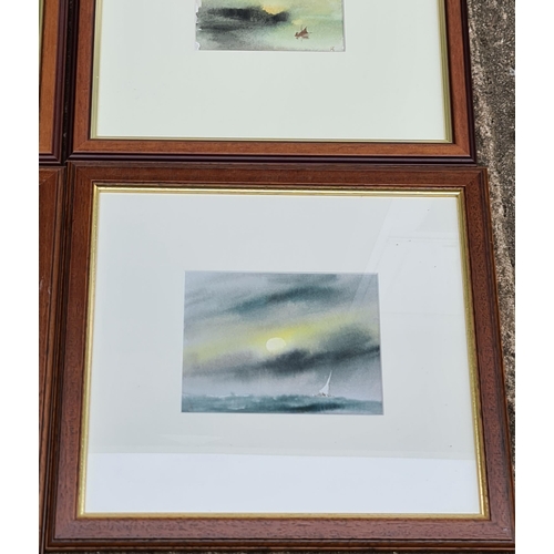 480 - Art Painting 4 Framed and Glazed Watercolours Coastal Scenes Signed T Castle c1980's. Each measures ... 