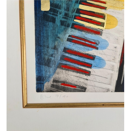 490 - Vintage Framed and Glazed Limited Edition Print By Simon Bull Titled Blue. Number 84/90 Signed Lower... 