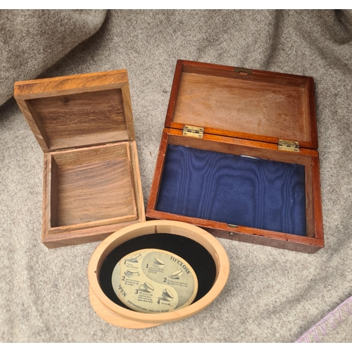 491 - Vintage Wooden Boxes Three In Total. The largest measures 19cm wide by 12cm. Shipping is available. ... 