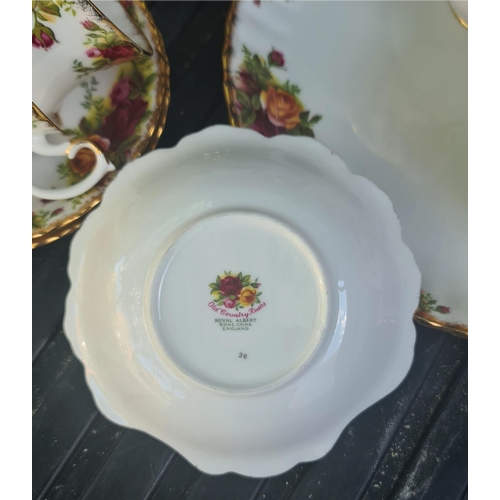 165 - Vintage Royal Albert Country Rose Tea Service. Includes Tea Pot Six Cups and Saucers Milk Jug Sugar ... 