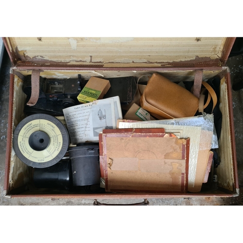 173 - Antique Suitcase Full of kodak and Other Photographic equipment. Shipping is available. Please ask f... 