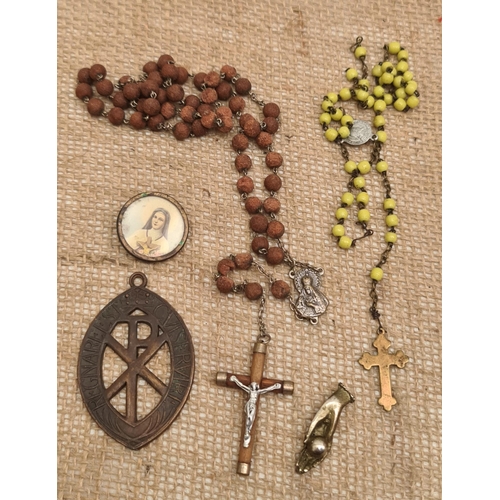 62 - Vintage Parcel of Rosary Beads With Crosses and Crucifix Plus Other Religious Items Shipping is avai... 