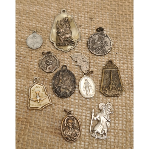 63 - Vintage Parcel of Ten Religious Pendants Includes St Christopher. Shipping is available. Please ask ... 