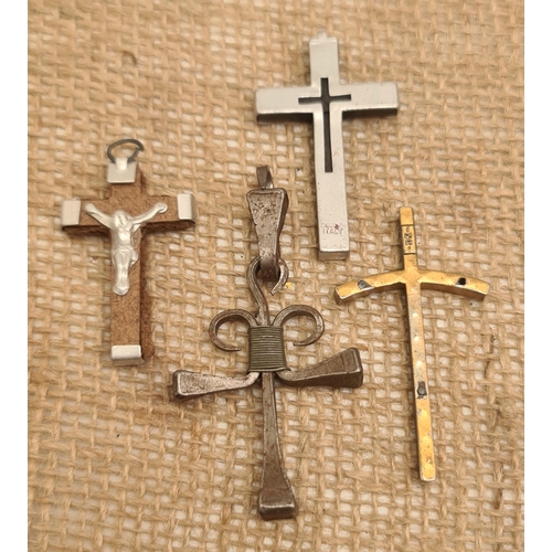 64 - Vintage Parcel of Four Christian Crosses The Largest Measures 6cm Long. Shipping is available. Pleas... 