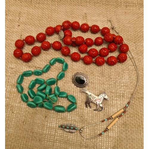 85 - Vintage Sterling Silver Necklace and Brooches Including a Horse Brooch Plus other Necklaces  Shippin... 