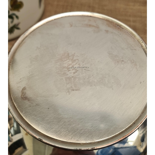 321 - Vintage Silver Plated Bowl With Lion Head Handles Either Side. Measures 28cm wide by 17cm tall. Ship... 