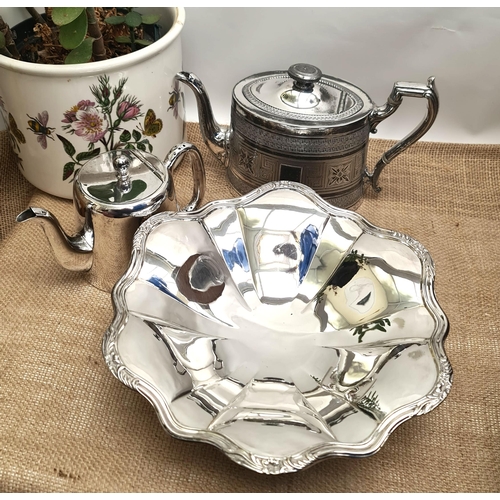 328 - Parcel of Antique and Vintage Silver Plated items. Includes Walker and Hall Bowl and Dixon Tea Pot. ... 