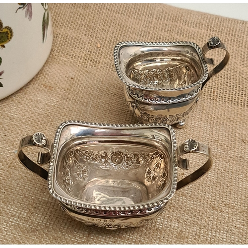 333 - Antique Victorian Silver Topped Cut Glass Inkwells on Silver Plated Desk Set Tray With Central Candl... 