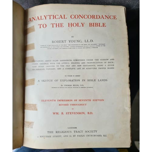 139 - Antique Books 4 Volumns of Henry's Commentary by Matthew Henry 1839 and Analytical Concordance To Th... 