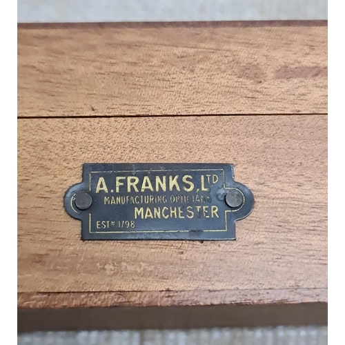 19 - Vintage A Franks Ltd of Manchester Field Microscope in Original Mahogany Box. Measures 16cm tall. Sh... 