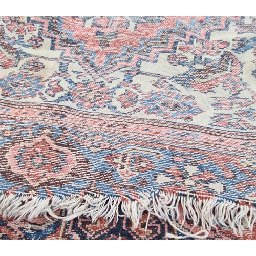 191 - Vintage Hamadan Rug With Central Medallion. Red Blue and Cream colours. Measures 190cm long and 130c... 