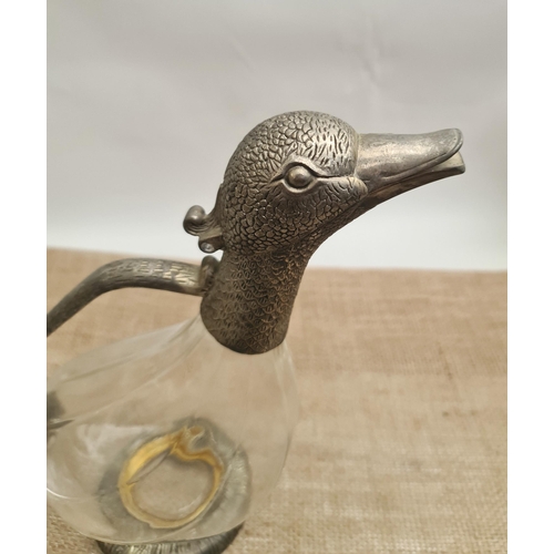 308 - Vintage The Duck Head Decanter From Le Potier D�Etain. Hand Crafted From Pewter and Glass. Made in F... 