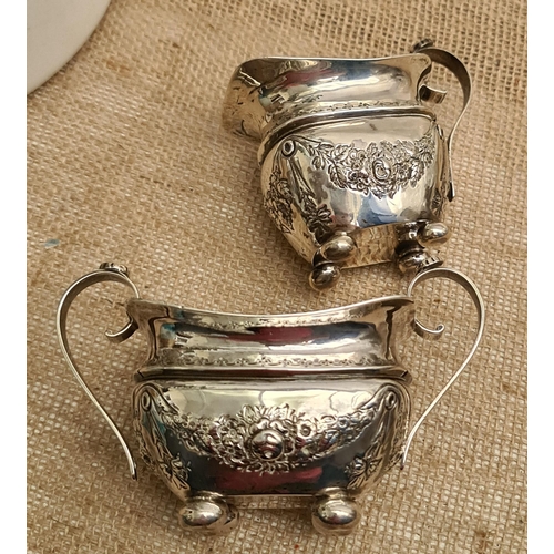 333 - Antique Victorian Sterling Silver Milk Jug and Sugar Bowl. Hallmarked Birmingham 1893 T.H (Thomas Ha... 