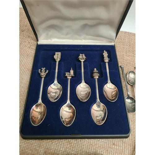 345 - Vintage Parcel of Silver Plated Spoons. Includes Wedding Set in Original Case, A Good Luck Spoon and... 