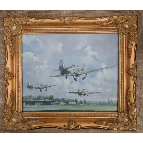 365 - Vintage Framed Michael Turner Hurricanes From Kenley Print. Measures 38cm by 32cm framed. Shipping i... 