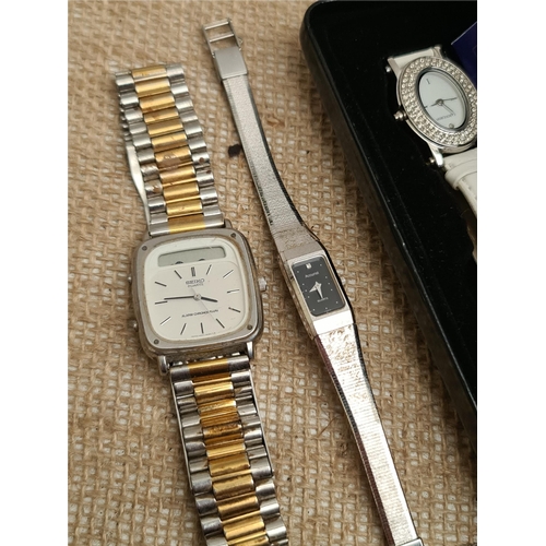 377 - Parcel of Three Wrist Watches. Includes Seiko Alarm Chronograph Japan 557 5080 a Cabochon Cocktail W... 