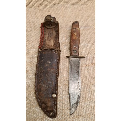 416 - Vintage 1946 Scouting Knife With Scabbard Beaudesert England. The knife measures 20cm long. Shipping... 