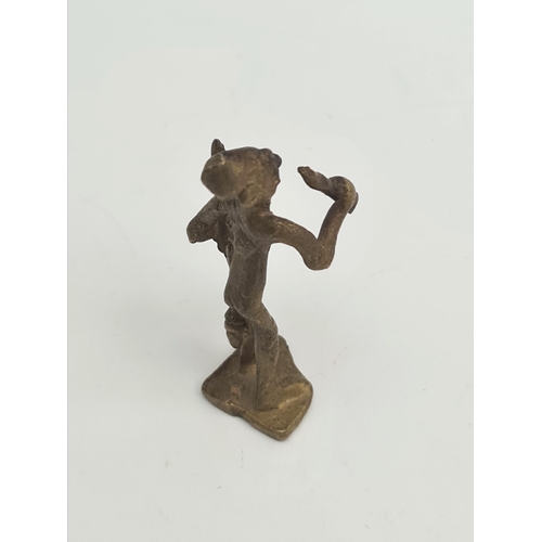 443 - Vintage West African Ashanti Akan Bronze or Brass Gold Weight Figure Musician. Measures 7cm tall wei... 