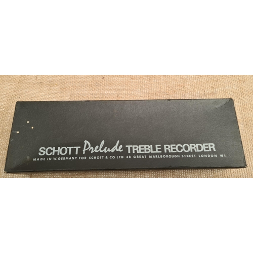 469 - Vintage Wooden Schott Prelude Treble Recorder, Boxed Made in Germany For Schott Ltd 48 Great Marlbor... 