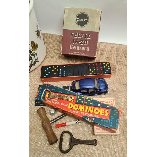 48 - Vintage Parcel of Games and Collectables. Includes Camera Box Dominoes, Corkscrew, Bottle Openers et... 