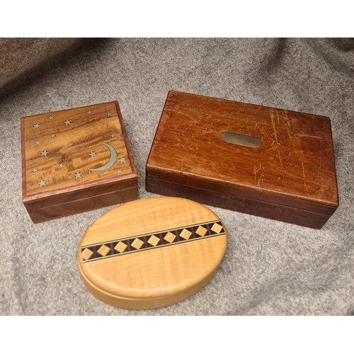 485 - Vintage Wooden Boxes Three In Total. The largest measures 19cm wide by 12cm. Shipping is available. ... 