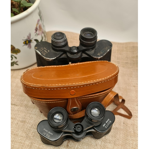 491 - vintage Pairs of Binoculars Includes Boots Empire Made 8 x 30 With Case and Phototopia 10 x 50. Ship... 