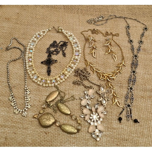 66 - Jewellery Vintage Parcel of Seven Necklaces Some With Matching Earrings, Cross and Chain etc. Shippi... 