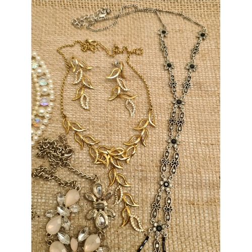 66 - Jewellery Vintage Parcel of Seven Necklaces Some With Matching Earrings, Cross and Chain etc. Shippi... 