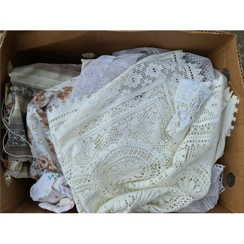 7 - Vintage Banana Box Of Fabrics Includes Curtains etc. Shipping is available. Please ask for a quote b... 