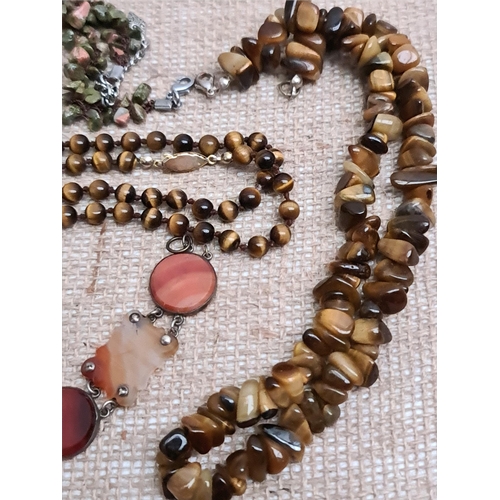 73 - Vintage Parcel of Necklaces and Bracelet. Includes Tiger Eye, Polished Stone and Cats Teeth Stone Ne... 