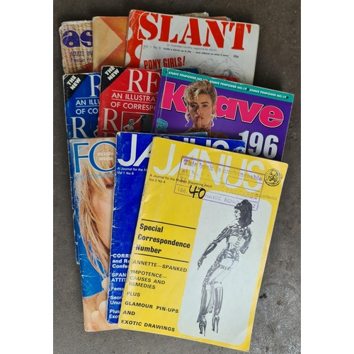 87 - Vintage Top Shelf or Under The Counter Adult Magazines. Nine in Total 1970's. includes Janus, Forum,... 