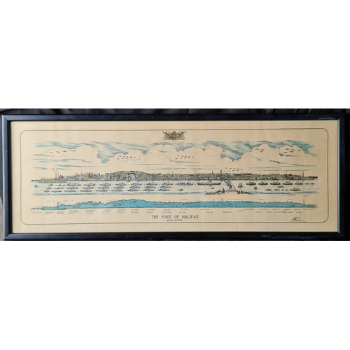 101 - Vintage Framed Map Showing The Layout of The Port of Halifax Nova Scotia Canada and Named Royal Cana... 