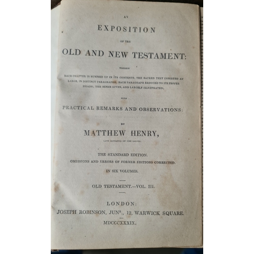 107 - Antique Books 4 Volumns of Henry's Commentary by Matthew Henry 1839 and Analytical Concordance To Th... 