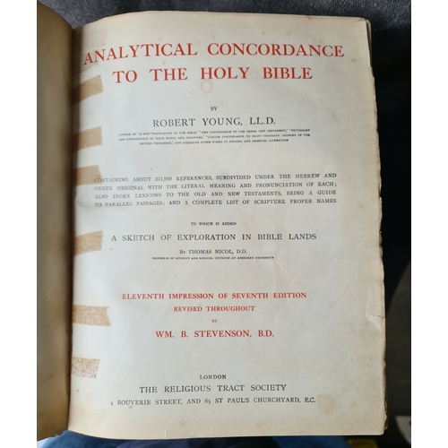 107 - Antique Books 4 Volumns of Henry's Commentary by Matthew Henry 1839 and Analytical Concordance To Th... 