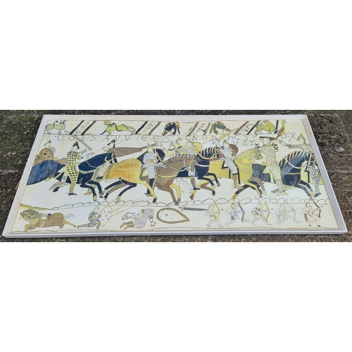 267 - Vintage Art Framed and Glazed Amateur Mixed Media on Board Painting of The Bayeux Tapestry. Painted ... 