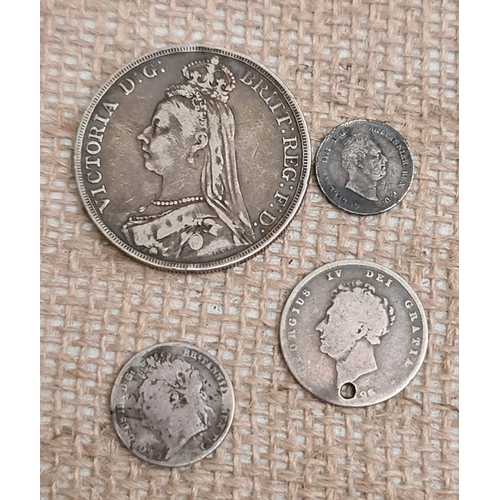 304 - Collectable Coins Silver George IV, William IV and Victoria Coins. Includes George IV Sixpence and S... 