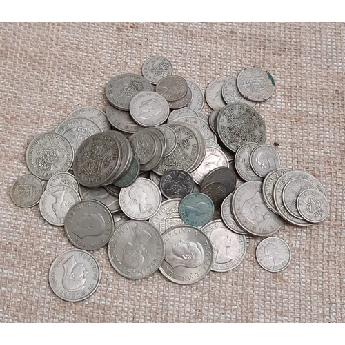 309 - Collectable Coins British Pre Decimal Sixpences, Florins and Half Crowns. Total weight 600g. Shippin... 