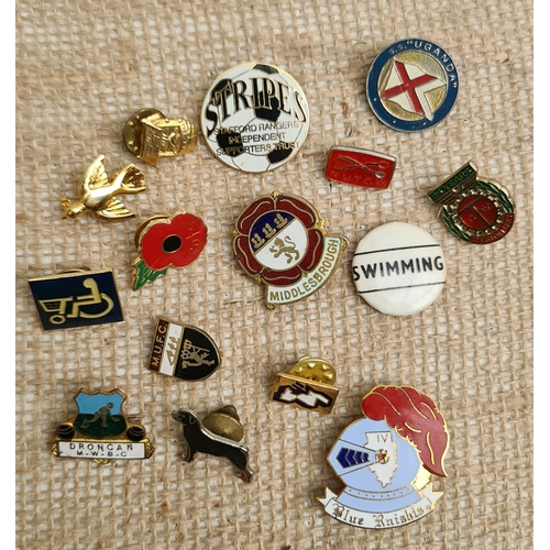 473 - Vintage Enamelled Badges 15 In Total. Includes Manchester United Badge, Middlesborough Football Badg... 